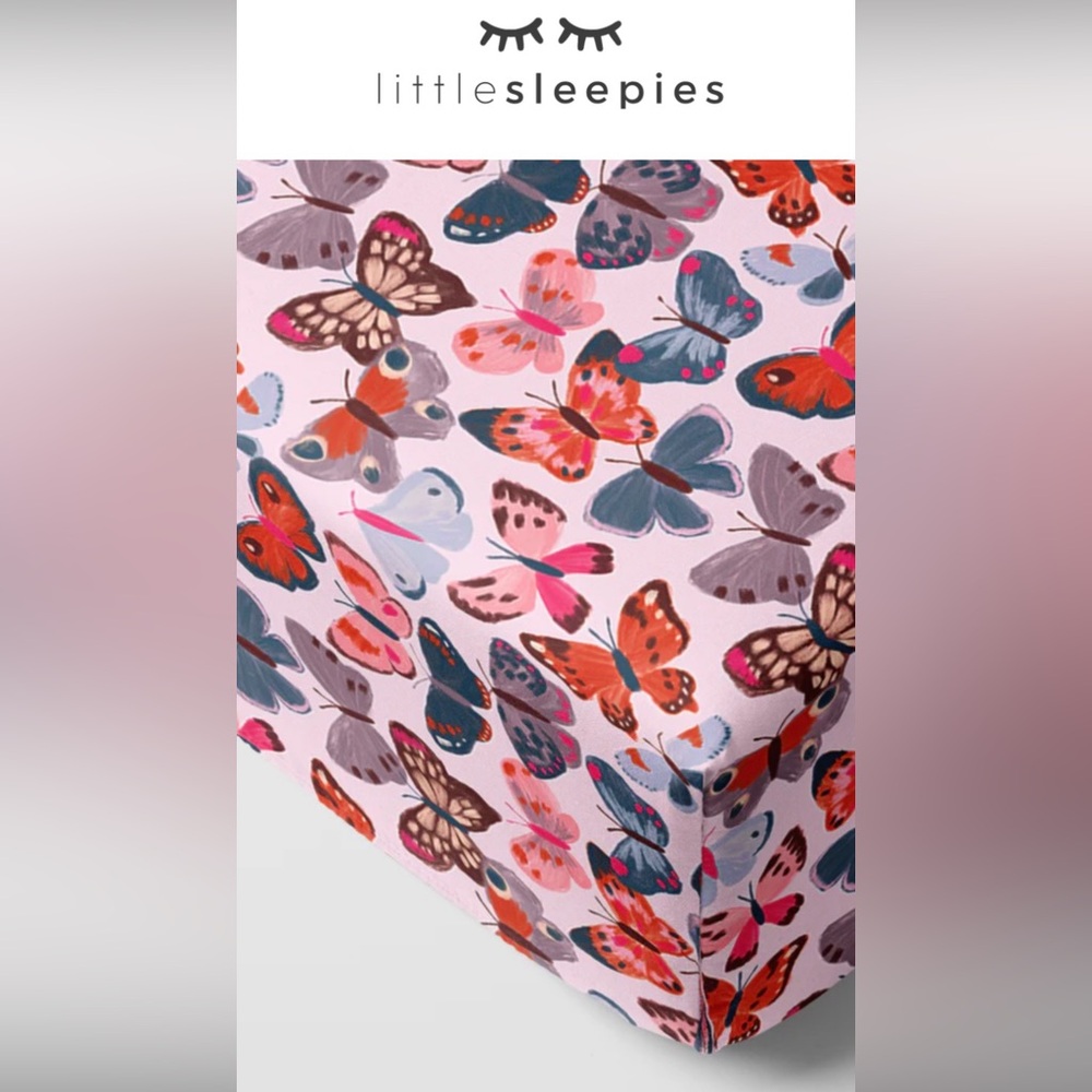 Little Sleepies Butterfly Print standard crib sheet